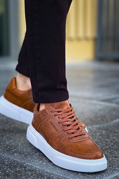 Lucy Shoes حذاء رياضي رجالي يومي من الجلد برباط من YG087 كينتون CBT - أسمر