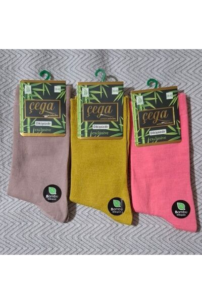 MultiPa Çega Bambu Stylish Women's Socks Soket 3 Pairs