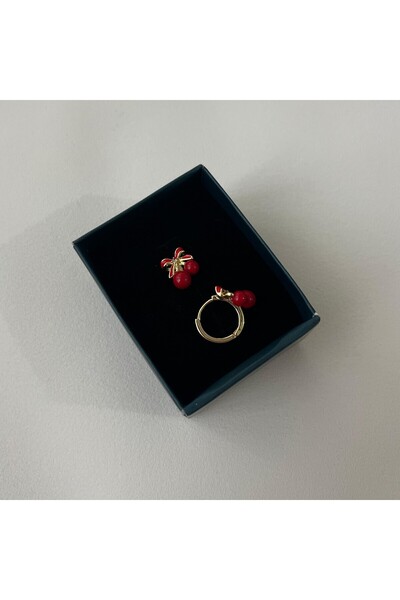 Arye Aksesuar Kırmızı Kiraz Çocuk Küpe
