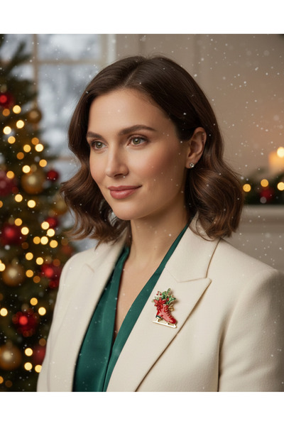 Tüko Store Yeni Yıl Yılbaşı Çiçekli Buz Pateni Broş