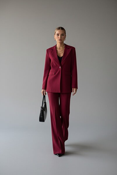 Molly Nelly Γυναικείο Σετ Παντελόνι και Μπουφάν Oversize με Διπλό Στήθος