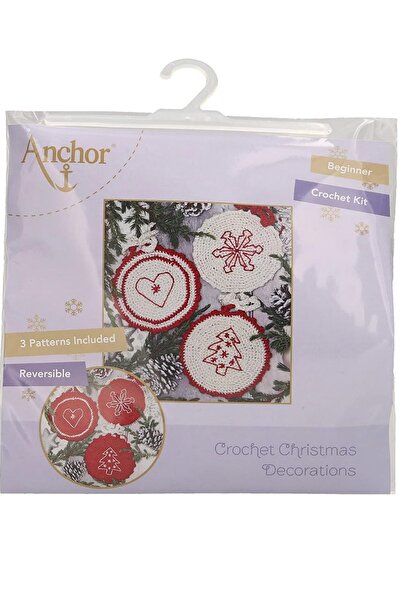 Anchor Kit de broderie cu croșetat cu tematică de Anul Nou (roșu alb)