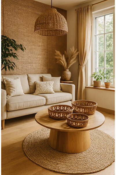 Ahs Tasarım Tirikotlu 3, lü Dekoratif Sepet