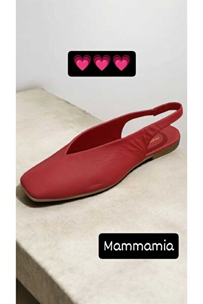 Mammamia Er-2355-Yz Genuine Leather Open Back Women's Ballerinas