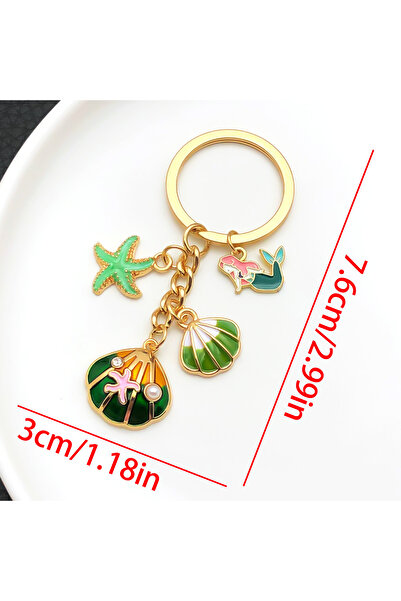 Hilosh Mermaid Star Shell Figured Green Detail Keychain and Bag Accessory