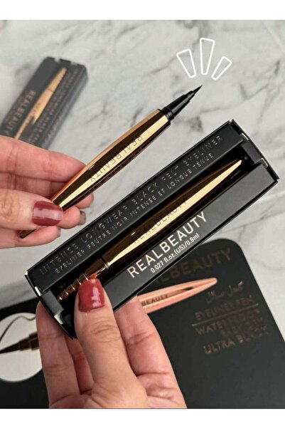 real beauty Eyeliner pencil with brush - lasts 24 hours, black