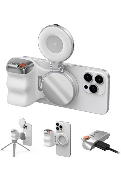 TELESIN مجموعة قبضة كاميرا الهاتف المغناطيسية + ضوء سيلفي مغناطيسي