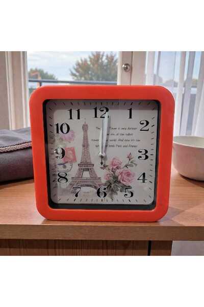 First Choice Clock with special design, 15 x 15 cm battery operated and alarm function RED