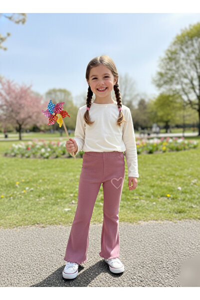 Soley Kalp İşlemeli Kız Çocuk Pantolon