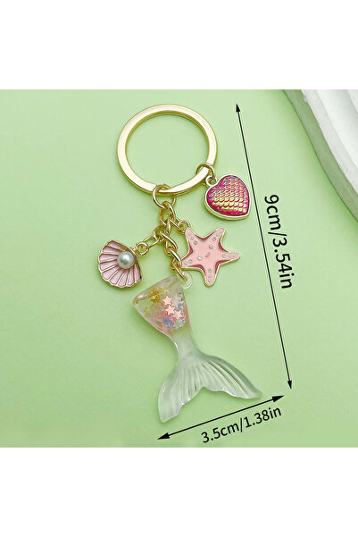 Hilosh Mermaid Tail Heart Star Pink Keychain and Bag Accessory