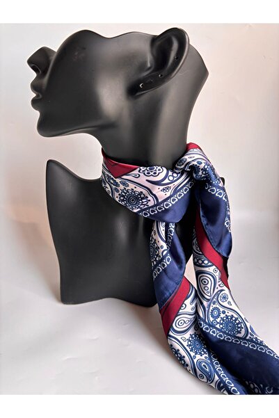 BHR AKSESUAR Two-Tone Paisley Square Scarf (70X70 cm)