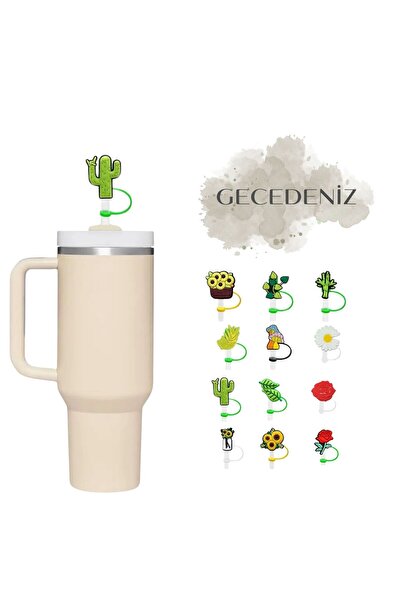 GECEDENİZ Termos Uyumlu Pipet Tıpası Kaktüs Yeşil