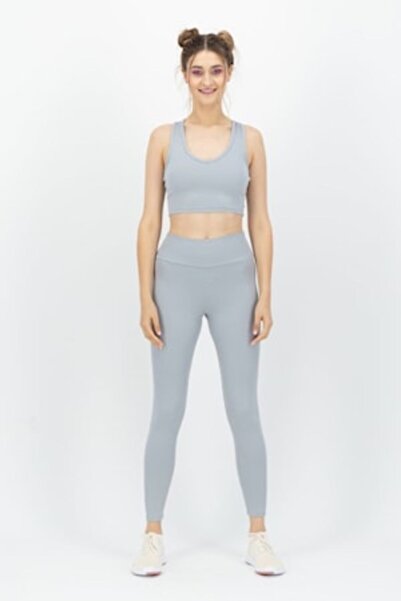 Kings & Clowns - Bra Top and Leggings Set, Striated Look, Gray, S