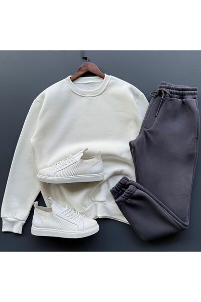 Beylerce طقم سويت شيرت وبنطلون رياضي بثلاثة خيوط - منتج مكون من قطعتين