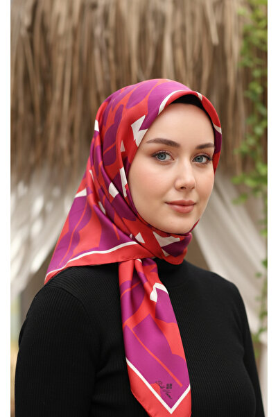 Silk Home Eșarfă de mătase Tivil IST 11399- 04 Model geometric roșu