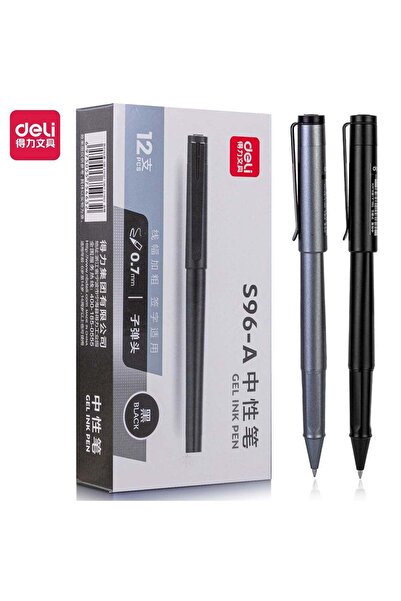 Deli Black Gel Pen 0.7 mm, Smooth Writing, Comfortable Grip, Pack of 12