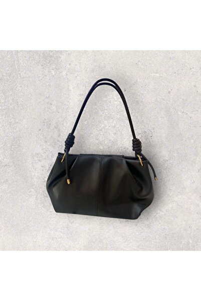 Miss Poem Woman's handheld snap closure black bag