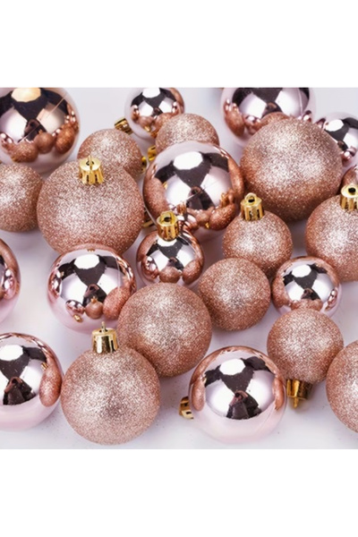 Miro Power Set of 72 plastic baubles gold-copper