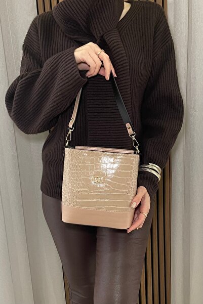 themoiss Women's Beige Handbag - Adjustable Long Strap, Casual Model - Fibag