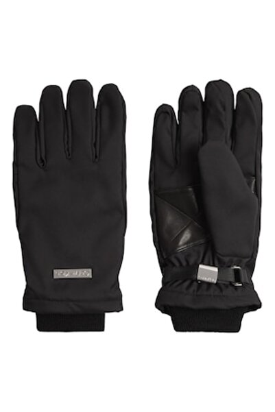 Calvin Klein Gloves with Leather Trimmings - Black