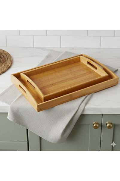 Decoplay 2’li Bambu Tepsi Seti – Dayanıklı Ahşap Sunum & Servis Tepsileri