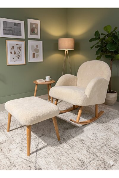 Aylive Mobilya Sallanan Koltuk -Ahşap Ayaklı Berjer Koltuk-Baba koltuğu