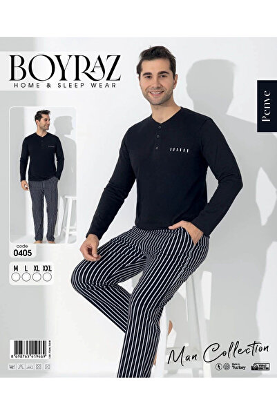 BOYRAZ Black Long Sleeve Men's Pajama Set