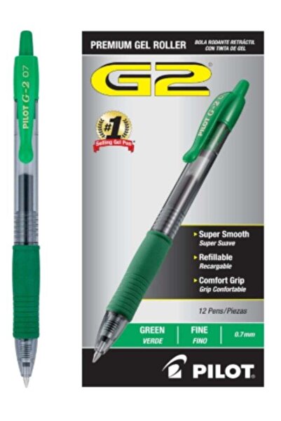 Pilot قلم جل G2 أخضر 0.7 مم - عبوة من 12 قلم