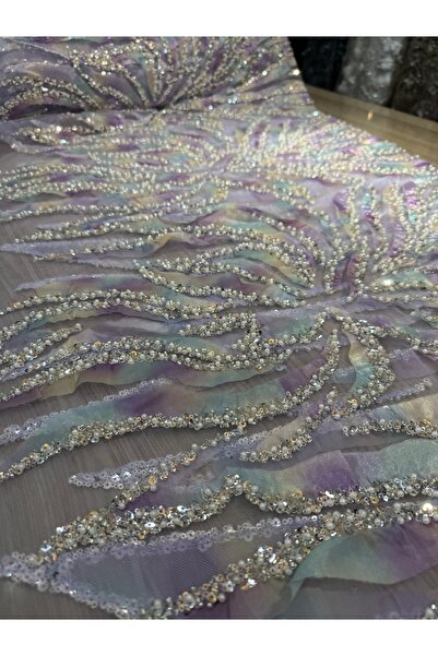 OsmanKumaşDantel دانتيل متدرج مطرز بالخرز والترتر (100×145 سم)