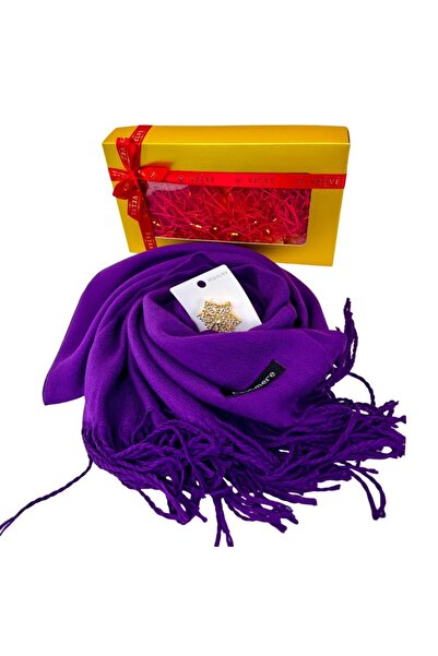 velve Secret Santa Package, for women, with elegant Belladona scarf and Snowflake brooch, Purple