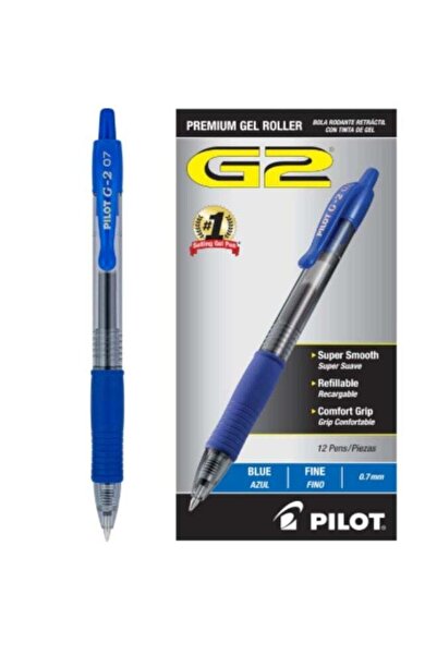Pilot قلم حبر جاف G2، أزرق داكن 0.7 مم، عبوة من 12 قلمًا