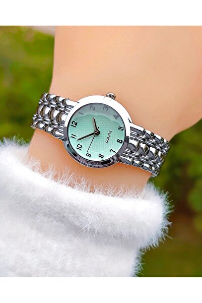 Weluxa Silver Color Turquoise Dial Vintage Women Wristwatch