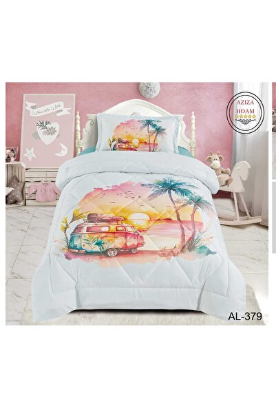 FABRIC لحاف أطفال نفر بتصميم سيارة التخييم على الشاطئ بلون أبيض/متعدد. 3 قطع ...