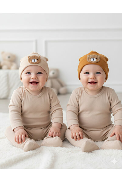 Baby Bakkal Baby Hat with 2 Teddy Bear Figures