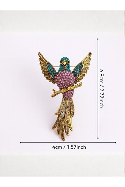 Punky Store Aurelia Kuşu Broş – Taşlı Kuş Figürlü Altın Ton Kadın Broş