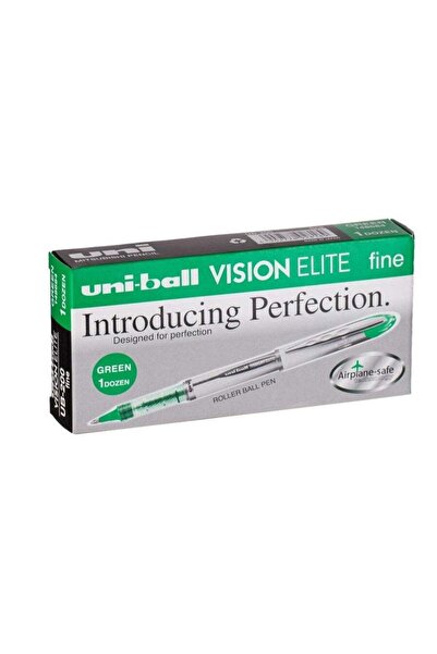 UNİ-BALL أقلام حبر سائل فيجن إيليت UB200 رولربول - عبوة من 12 قلمًا (أخضر)
