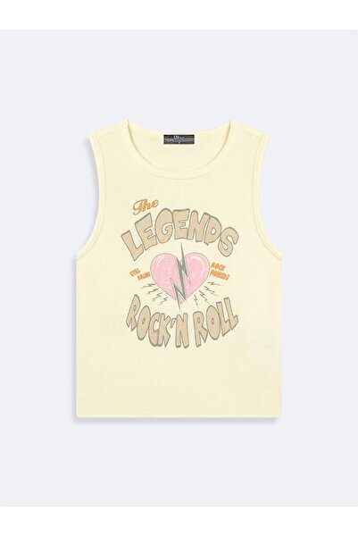 Ltb Graphic Printed Zero Sleeve Yellow Tank Top