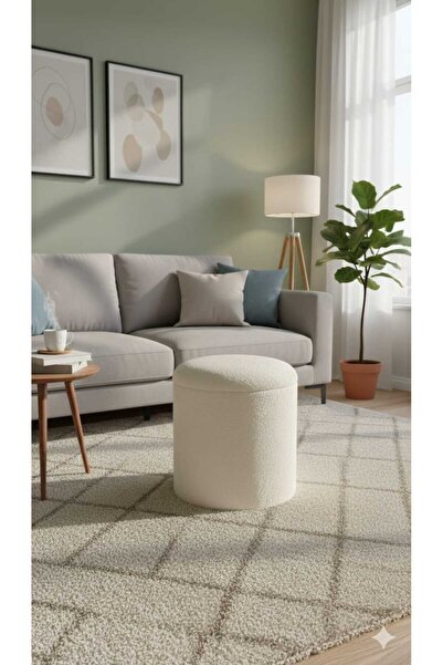 Yuems home Teddy Kumaş Beyaz Sandıklı Puf