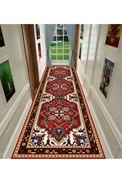 FABRIC مفرش ممر بنقوش شرقية مقاس $80 \times 300$ سم بلون الأحمر والأزرق/المتعدد.