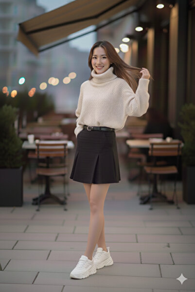 PENGORA Bianca 2026 Fusta mini scurtă cu curea pentru femei talie înaltă