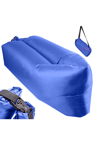 Avex Saltea Autogonflabila "Lazy Bag" tip sezlong, 230 x 70cm, culoare Bleumarin, pentru camping, pl