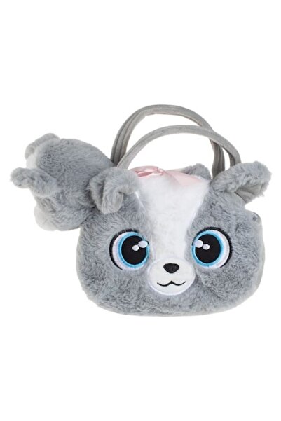 Welora Плюш куче с Чанта от изкуствен косъм , Полиестер, 20×8×22 см, сиво/бял...