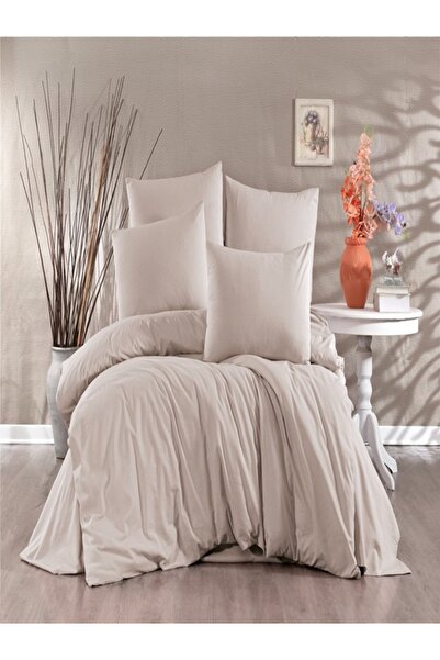 vionetta Ranforce 100% Cotton Solid Color Light Beige Single Duvet Cover Set ...