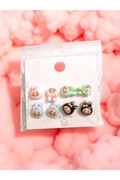 NİLSİM KOZMETİK 4 LÜ SET LABUBU KIZ ÇOCUK KÜPESİ