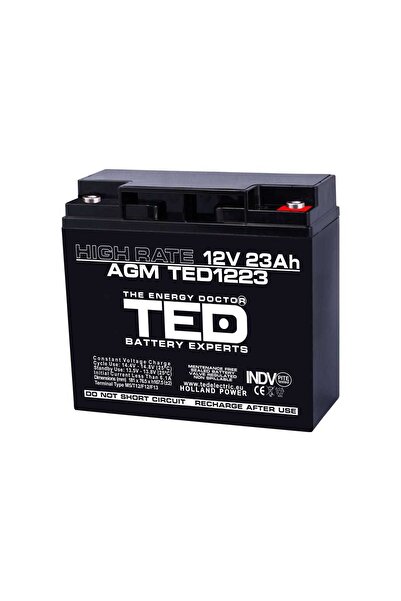TED Acumulator 12V 23A AGM VRLA de înaltă performanță 181x76x167mm F3 Battery...