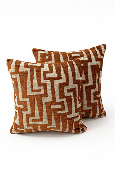 KAYALI HOME '' Labir'' Premium Decorative Square Set of Two Throw Pillow Covers