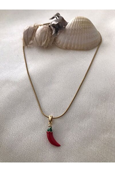 Alışveriş Kasabası قلادة من الفولاذ مع شكل الفلفل الأحمر