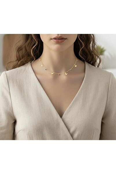 İsla Aksesuar Çelik gold kelebek kolye 45cm