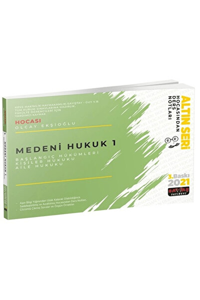 Savaş Yayınevi Medeni Hukuk 1 Başlangıç Hükümleri Hocasından Ders Notları - 2...