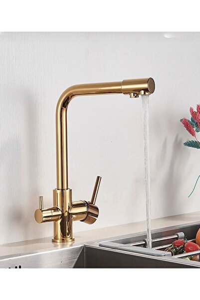 MİXSA Prestige Goldline 3-Way Purification Kitchen Faucet - Gold Plated Purif...